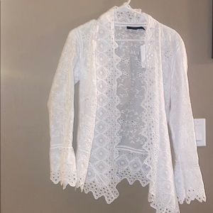 White lace detailed cardigan